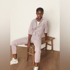 ba&sh Frida Denim Jumpsuit Faded Purple Wash